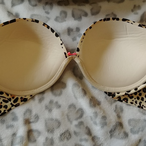 Black/Tan LEOPARD PLUNG VICTORIA SECRET BRA 38C - Picture 5 of 5